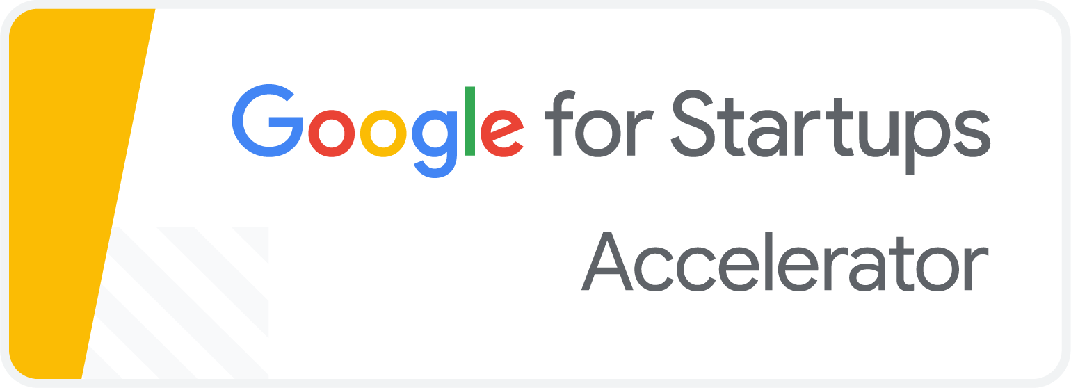 Google for Startups Accelerator logo featuring the multicolored Google wordmark followed by the text 
