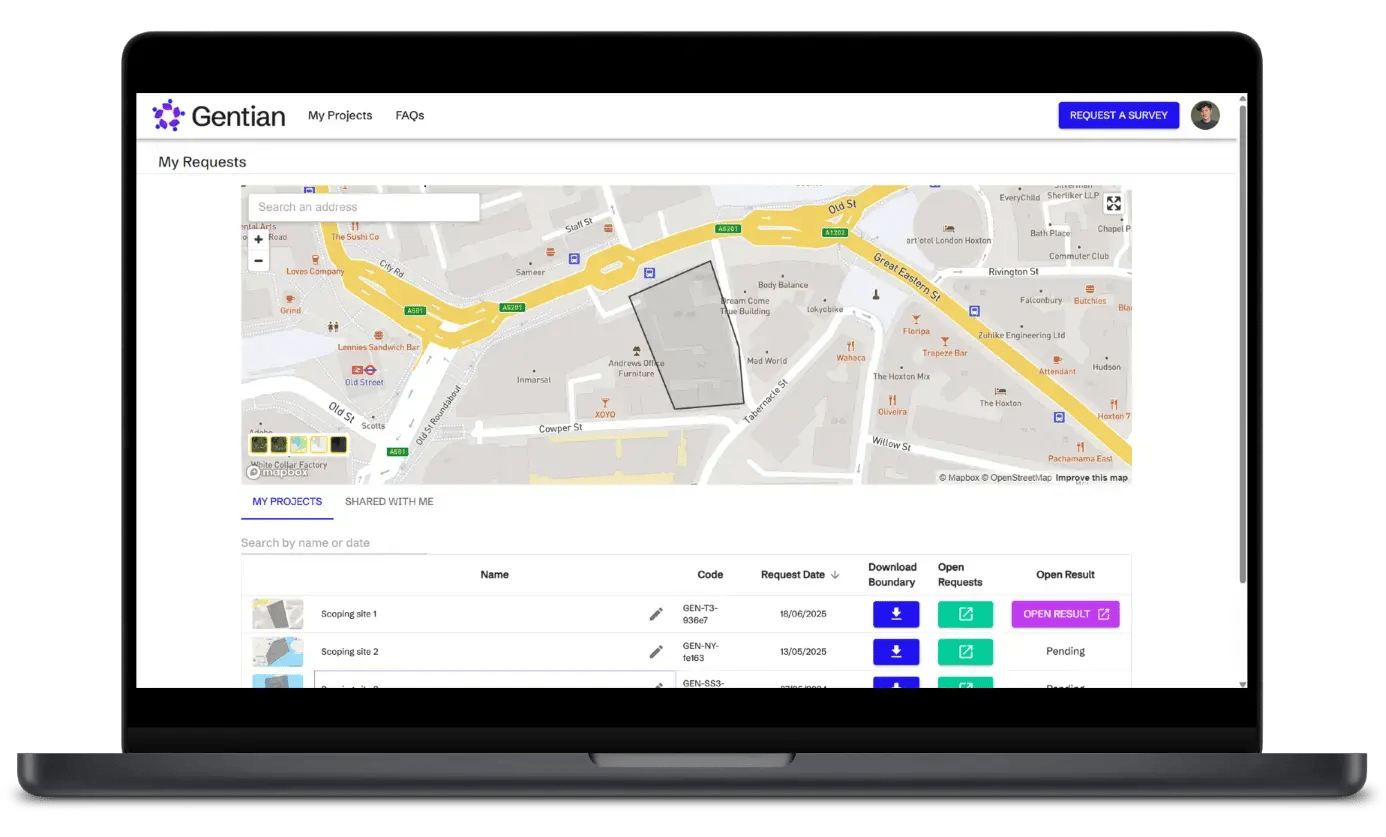 Gentian Online Platform on laptop